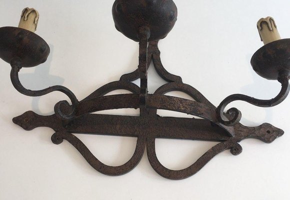 Large Wrought Iron Wall Lamp-BA-1365537