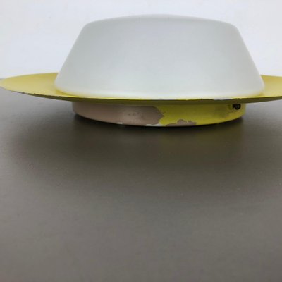 Large Yellow Wall Light with Metal & Opaline Glass in the Style of Stilnovo, Italy, 1960s-QZ-1052997