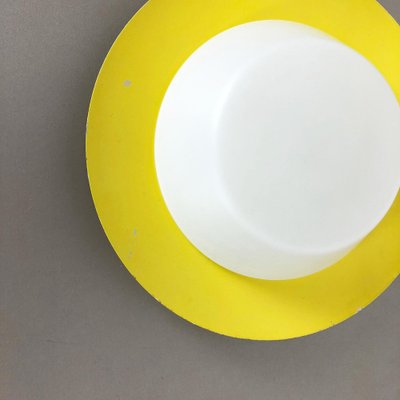 Large Yellow Wall Light with Metal & Opaline Glass in the Style of Stilnovo, Italy, 1960s-QZ-1052997