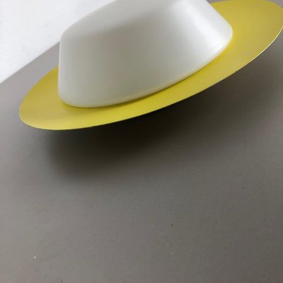 Large Yellow Wall Light with Metal & Opaline Glass in the Style of Stilnovo, Italy, 1960s-QZ-1052997