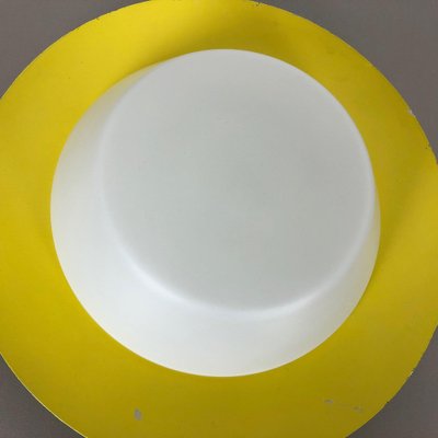 Large Yellow Wall Light with Metal & Opaline Glass in the Style of Stilnovo, Italy, 1960s-QZ-1052997