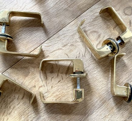 Lasta Brass Door handles by Timo Sarpaneva for Finland Primo Oy, 1960s, Set of 12-APD-2034021