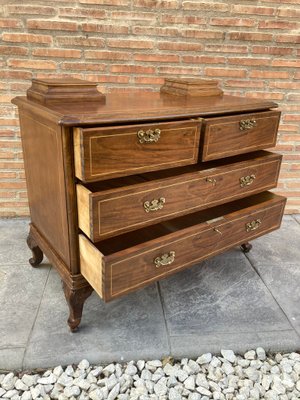 Late-19 Century Walnut and Marquetry Commode Chest of Drawers, 1890s-NOU-792811