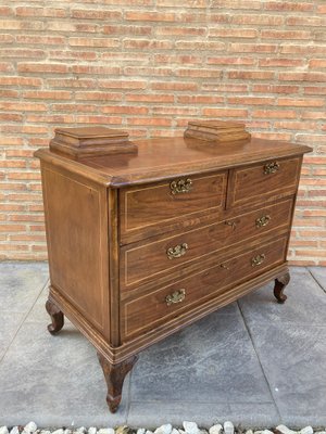 Late-19 Century Walnut and Marquetry Commode Chest of Drawers, 1890s-NOU-792811