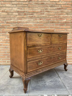 Late-19 Century Walnut and Marquetry Commode Chest of Drawers, 1890s-NOU-792811