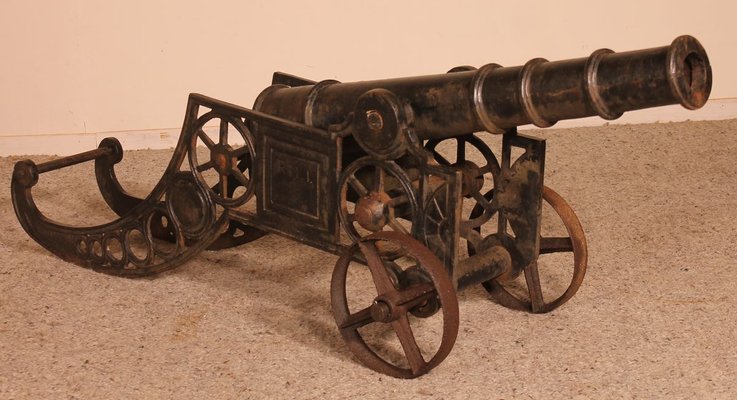 Late 19th Century Decorative English Cast Iron Cannon-HPU-785737