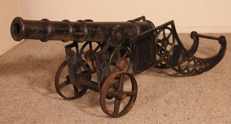 Late 19th Century Decorative English Cast Iron Cannon-HPU-785737