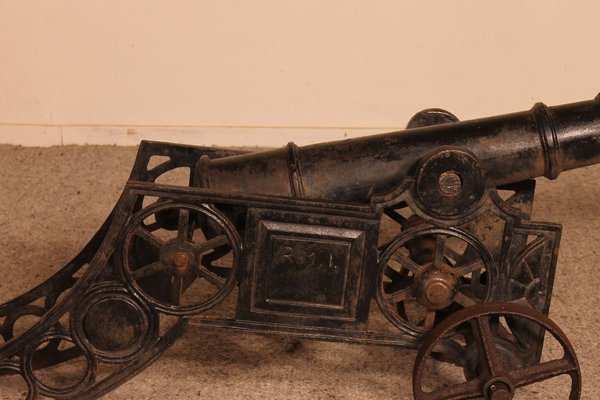 Late 19th Century Decorative English Cast Iron Cannon-HPU-785737