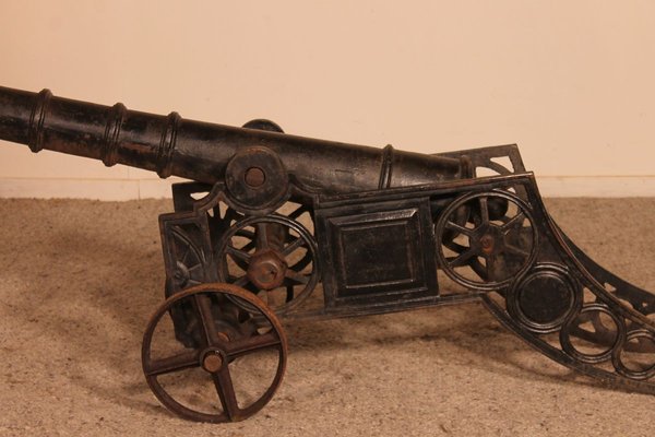 Late 19th Century Decorative English Cast Iron Cannon-HPU-785737