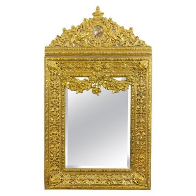 Late 19th Century Dutch Baroque Brass Mirror-KMT-1396567