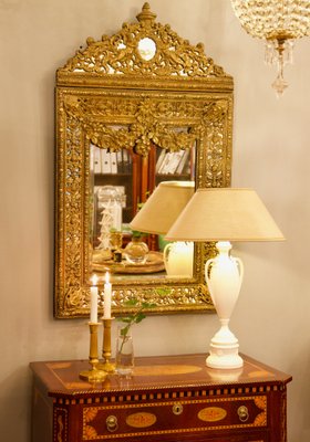 Late 19th Century Dutch Baroque Brass Mirror-KMT-1396567