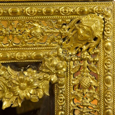 Late 19th Century Dutch Baroque Brass Mirror-KMT-1396567