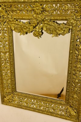 Late 19th Century Dutch Baroque Brass Mirror-KMT-1396567