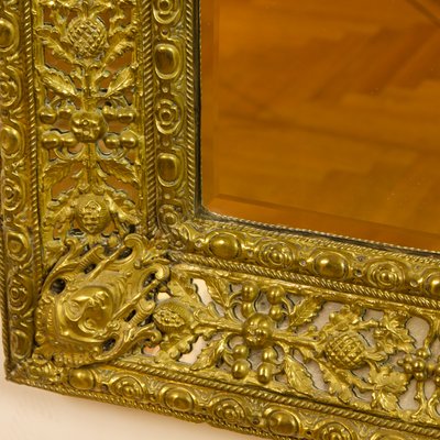 Late 19th Century Dutch Baroque Brass Mirror-KMT-1396567