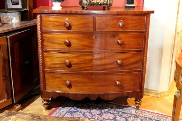 Late 19th Century English Mahogany Bow Front Chest of Drawers-AXE-1433480