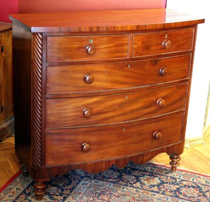 Late 19th Century English Mahogany Bow Front Chest of Drawers-AXE-1433480