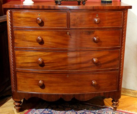 Late 19th Century English Mahogany Bow Front Chest of Drawers-AXE-1433480