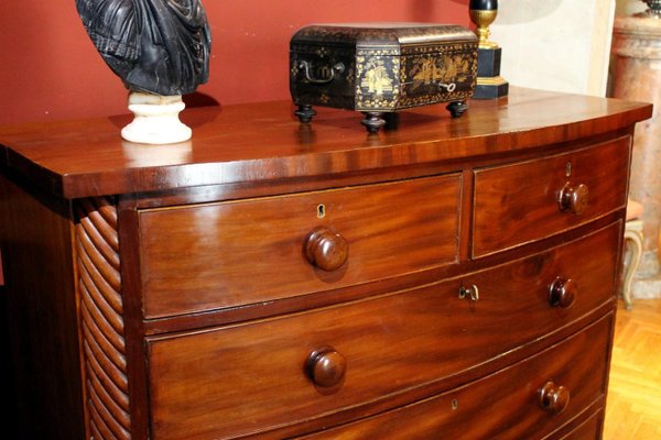 Late 19th Century English Mahogany Bow Front Chest of Drawers-AXE-1433480