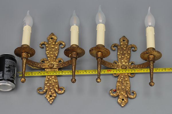 Late 19th Century French Gilt Wrought Iron Sconces, 1890s, Set of 2-KEG-1395398