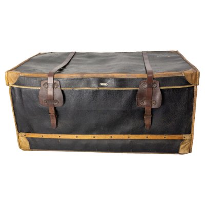 Late 19th Century French Leather Trunk with Train Labels-RIU-1422347