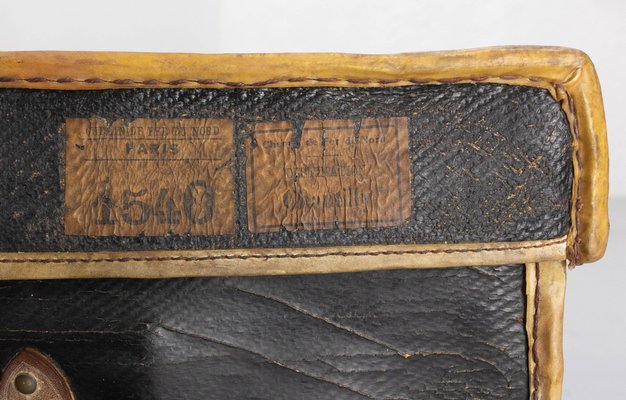 Late 19th Century French Leather Trunk with Train Labels-RIU-1422347