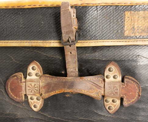 Late 19th Century French Leather Trunk with Train Labels-RIU-1422347