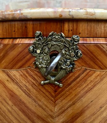 Late 19th Century French Louis XV Style Marquetry and Marble Chest of Drawers-NOU-1245308