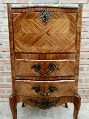 Late 19th Century French Louis XV Style Marquetry and Marble Chest of Drawers-NOU-1245308