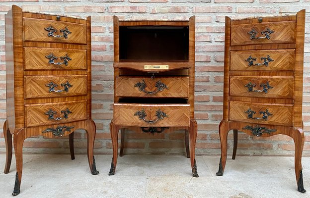 Late 19th Century French Louis XV Style Marquetry and Marble Chest of Drawers-NOU-1245308