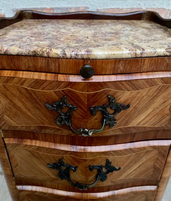 Late 19th Century French Louis XV Style Marquetry and Marble Chest of Drawers-NOU-1245308