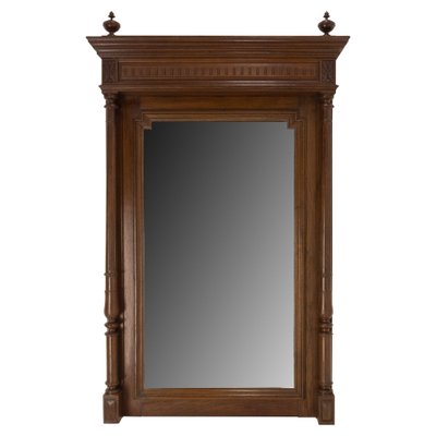 Late 19th Century French Oak Frame Beveled Mirror with Colonnettes-RIU-1392557