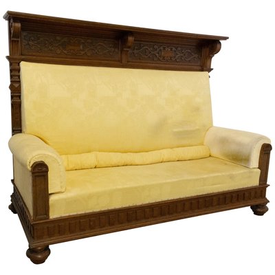 Late-19th Century French Provincial Oak High Back Bench, 1890s-RIU-713057