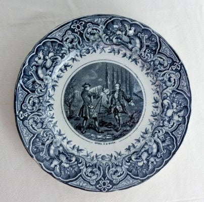 Late 19th Century Gallant Scenes Faience Plate, France-RIU-1377603