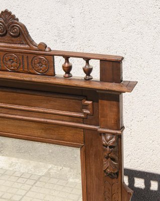 Late-19th Century Italian Veneered Walnut Stand Mirror with Drawers & Selvage-RAQ-1385781