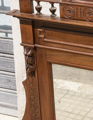 Late-19th Century Italian Veneered Walnut Stand Mirror with Drawers & Selvage-RAQ-1385781