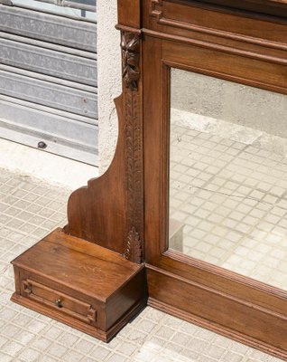 Late-19th Century Italian Veneered Walnut Stand Mirror with Drawers & Selvage-RAQ-1385781