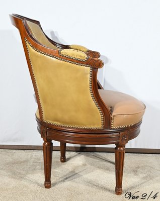 Late 19th Century Louis XVI Style Beech Swivel Desk Armchair-RVK-1806882