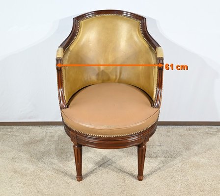 Late 19th Century Louis XVI Style Beech Swivel Desk Armchair-RVK-1806882