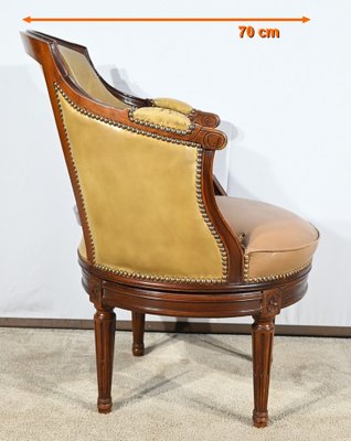 Late 19th Century Louis XVI Style Beech Swivel Desk Armchair-RVK-1806882