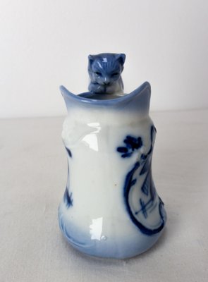 Late 19th Century Miniature Dutch Faience Milk Jug with Cat Handle-RIU-1404979