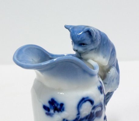 Late 19th Century Miniature Dutch Faience Milk Jug with Cat Handle-RIU-1404979