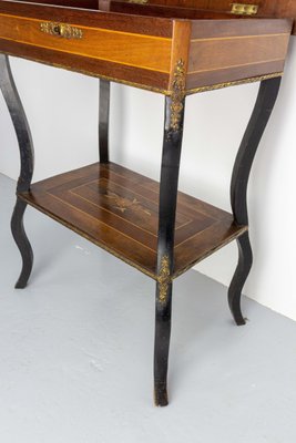 Late 19th Century Napoleon III Wood Marquetry and Brass Sewing Table, France, 1880s-RIU-1420999