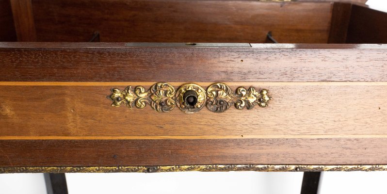 Late 19th Century Napoleon III Wood Marquetry and Brass Sewing Table, France, 1880s-RIU-1420999