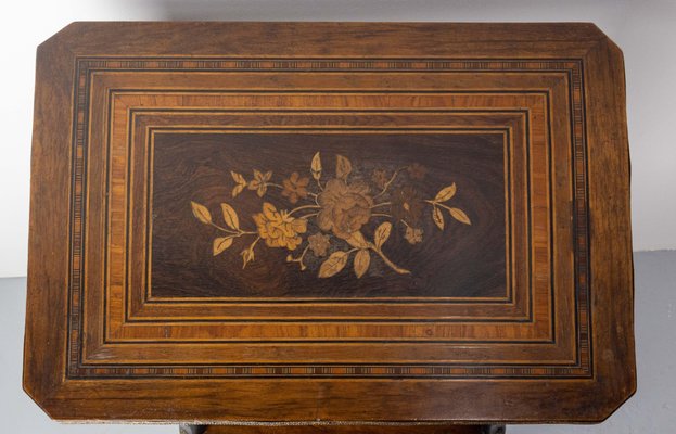 Late 19th Century Napoleon III Wood Marquetry and Brass Sewing Table, France, 1880s-RIU-1420999