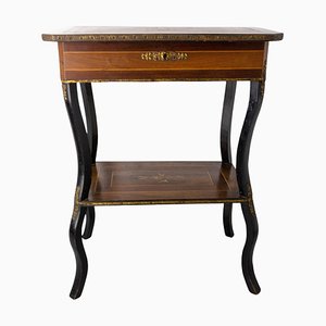 Late 19th Century Napoleon III Wood Marquetry and Brass Sewing Table, France, 1880s-RIU-1420999