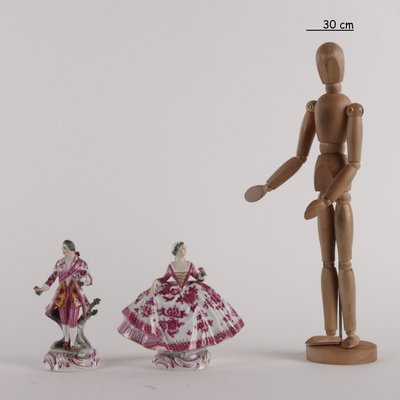 Late 19th Century Painted Porcelain Figurines, Set of 2-VMM-1724820