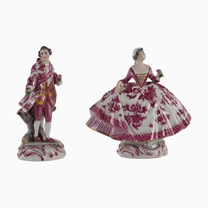 Late 19th Century Painted Porcelain Figurines, Set of 2-VMM-1724820