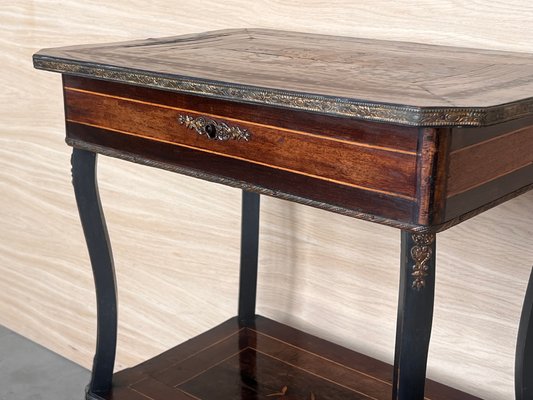 Late 19th Century Sewing Table in Wood Marquetry and Brass, France, 1890s-PSK-2017186