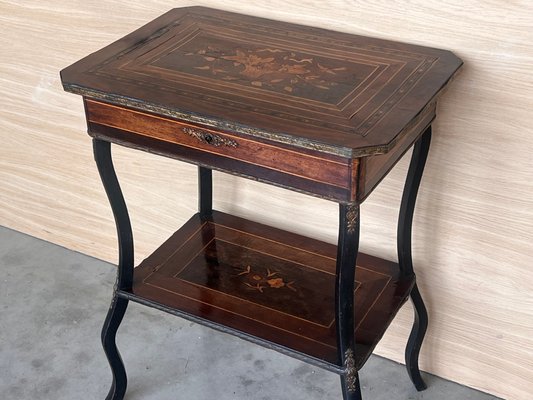 Late 19th Century Sewing Table in Wood Marquetry and Brass, France, 1890s-PSK-2017186