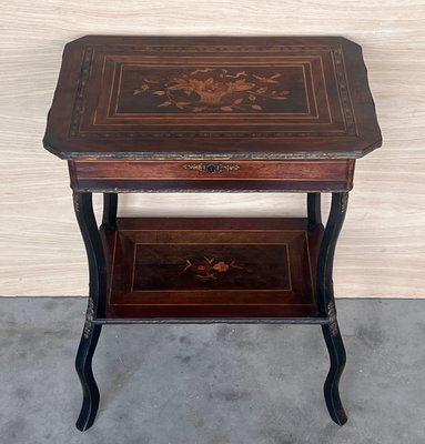 Late 19th Century Sewing Table in Wood Marquetry and Brass, France, 1890s-PSK-2017186